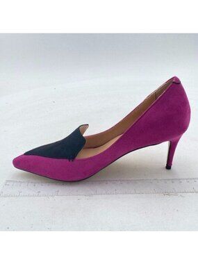 YDN Women Trendy Pointy Toe Pumps Stiletto Mid Heel Loafers Contrast Stitching S